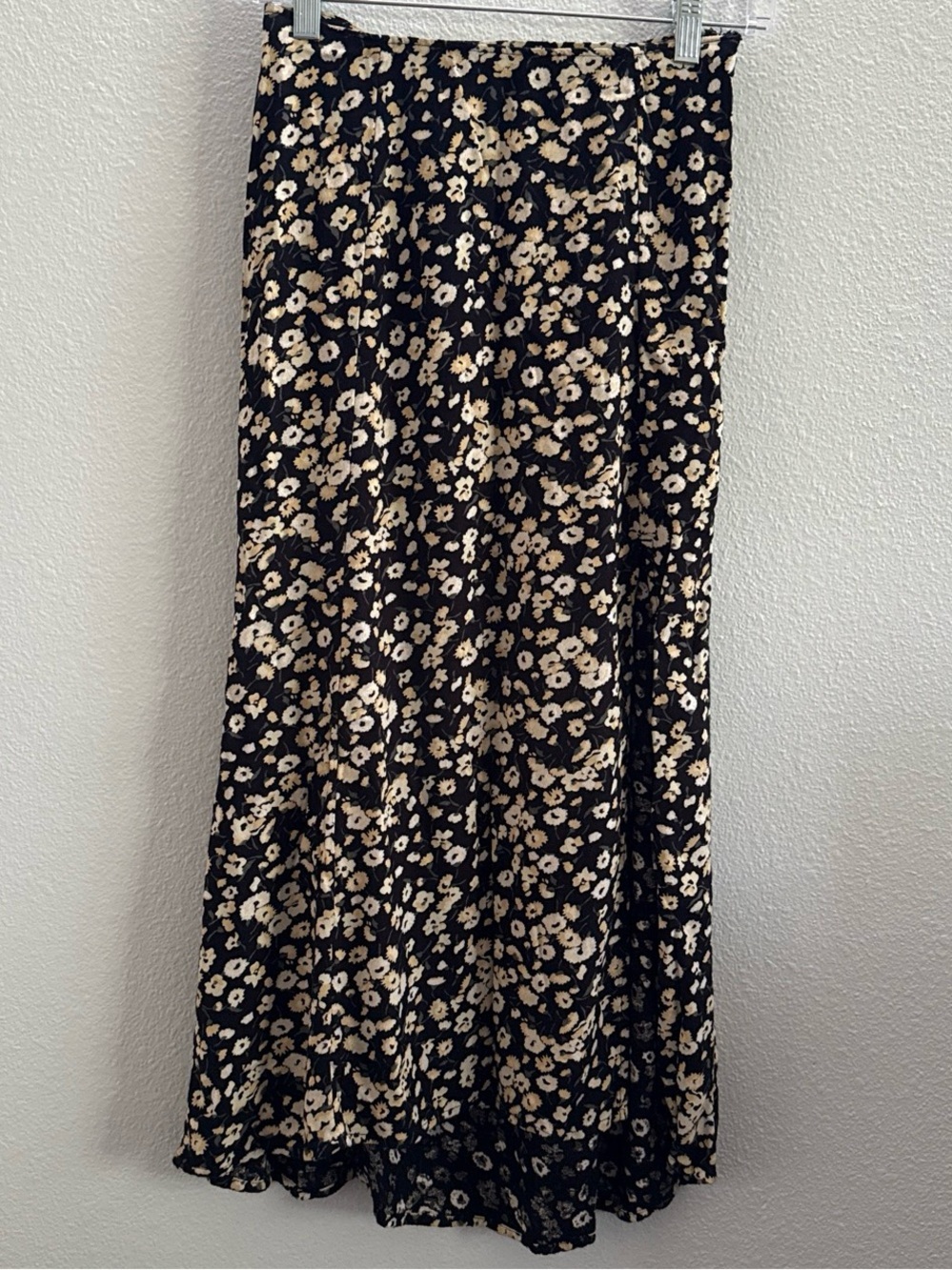 Abercrombie & Fitch Black Floral Midi Skirt Side Slit XS